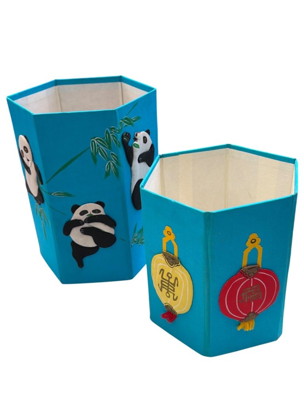 Decorative Silk Bamboo-Themed Lantern Holders Panda & Chinese Lantern Designs